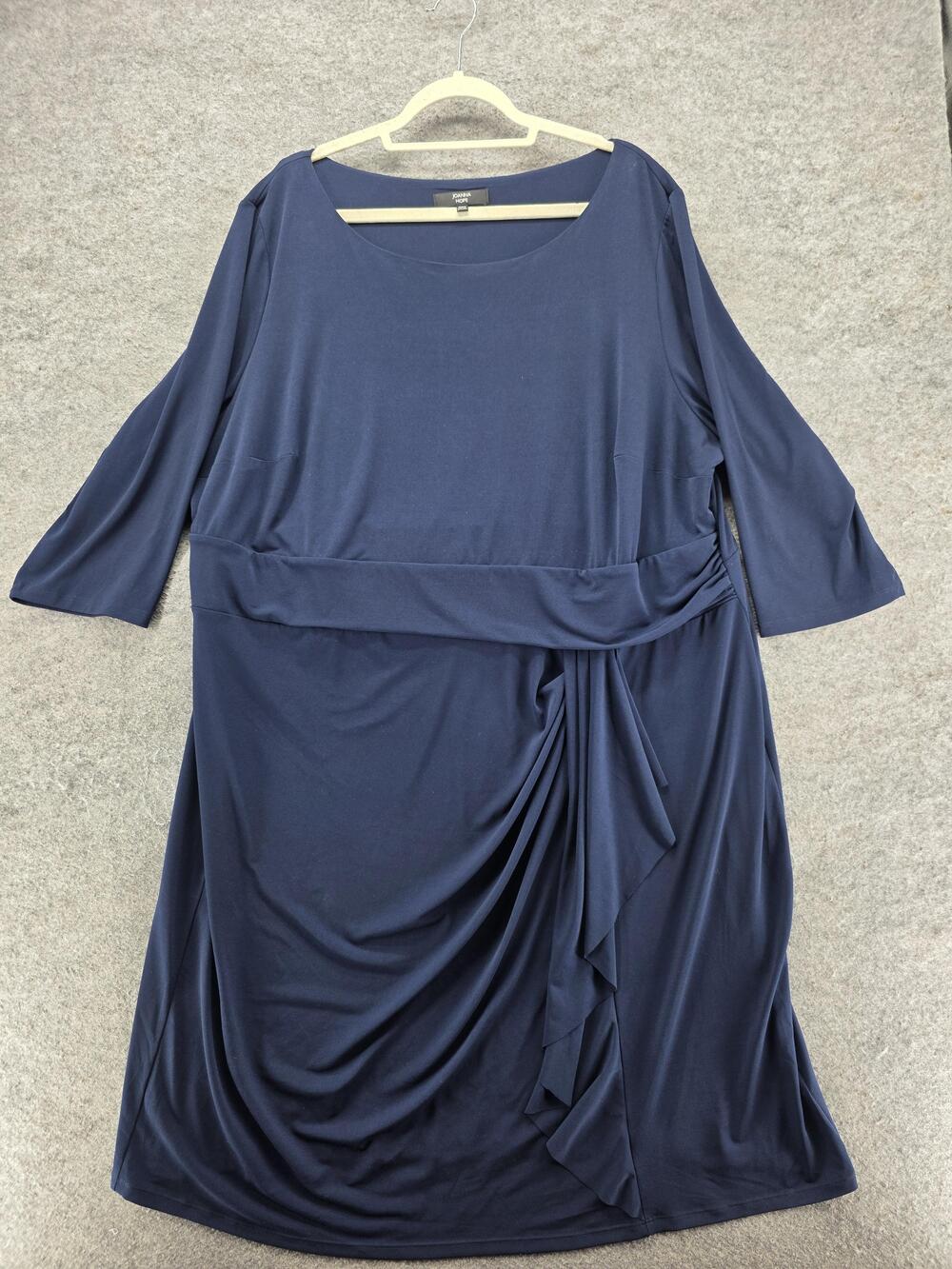 Joanna Hope Dress Womens 28 Blue Blouson Fit & Flare Midi Ruched Scoop